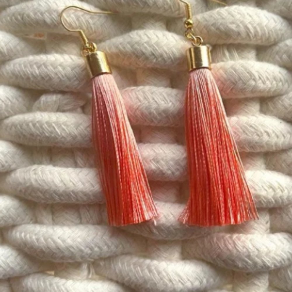 Pink Boho Tassel Fringe Earrings